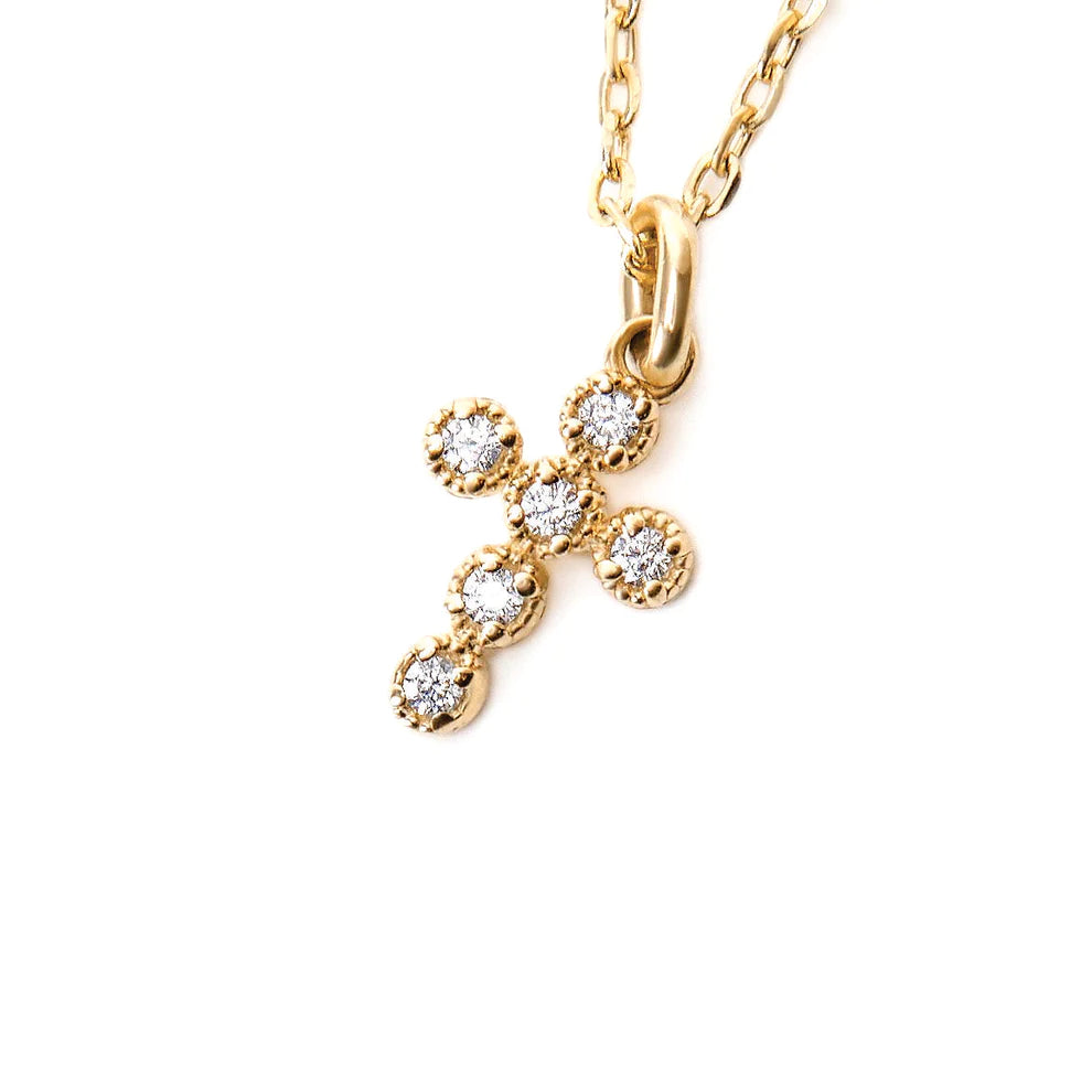 6 Stone Diamond Cross In 14K Solid Gold